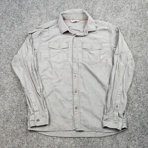 Simms Shirt Mens Medium Gray Solid Twill Button Front Long Sleeve Outdoor